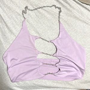 Purple chain halter crop top.